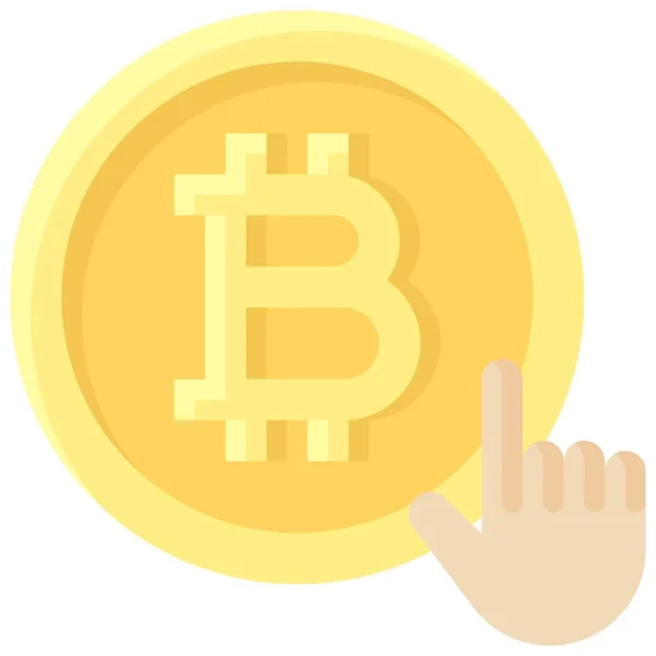 Bitcoin Avec Icône Main Illustration Vectorielle Liée Crypto Monnaie — Image vectorielle