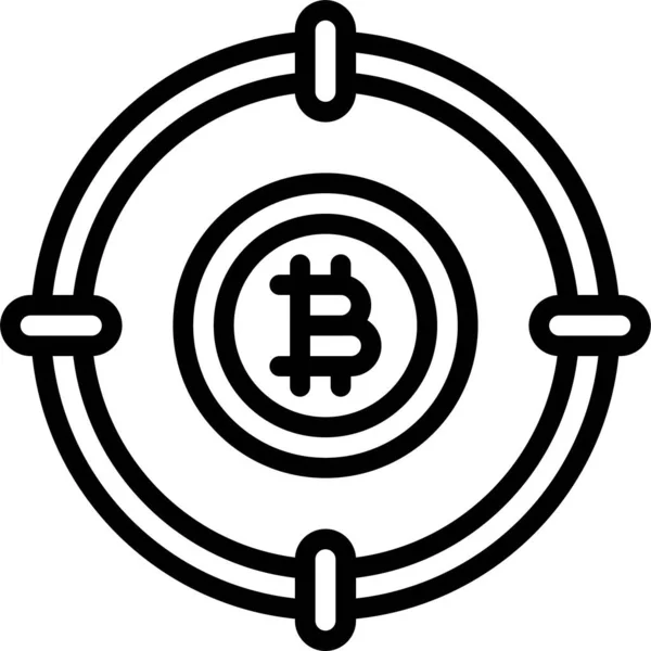Bitcoin Con Icono Destino Cryptocurrency Ilustración Vectorial Relacionada — Vector de stock