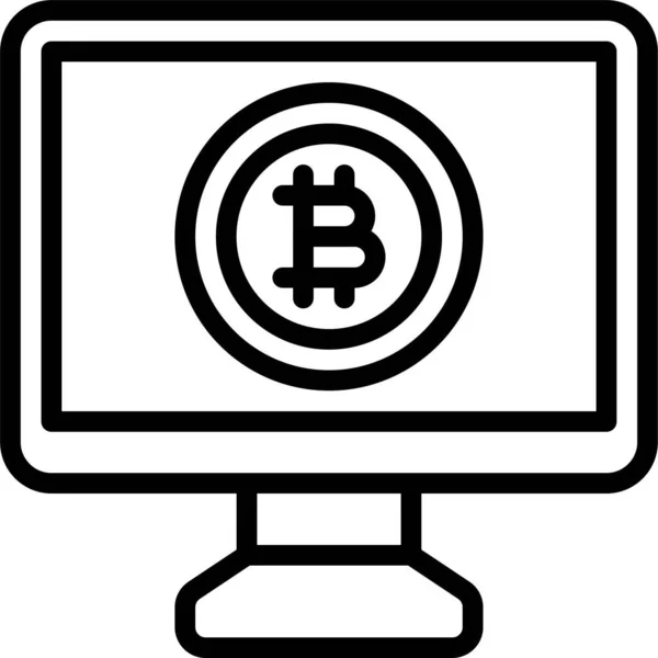 Bitcoin Ícone Tela Criptomoeda Relacionado Ilustração Vetorial —  Vetores de Stock