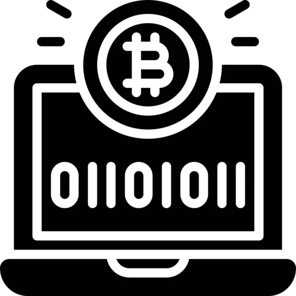 Icono Código Binario Cryptocurrency Relacionados Con Ilustración Vectorial — Vector de stock