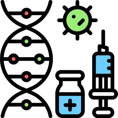 DNA virüsü ve aşı ikonu, aşı geliştirme ilgili vektör çizimi