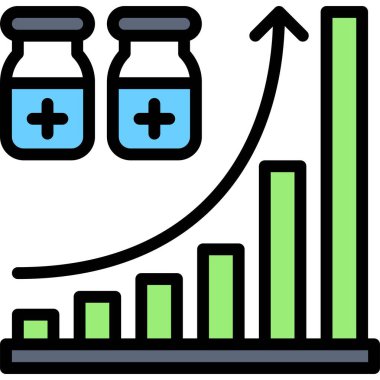 Grafik simgesi artırılıyor, Aşı Geliştirme İlgili vektör çizimi