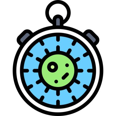 Virüs simgesi, Aşı Geliştirme İlgili vektör illüstrasyonlu Stopwatch