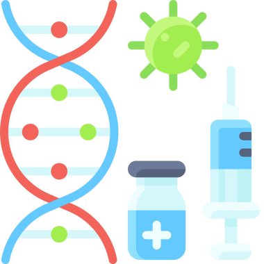 DNA virüsü ve aşı ikonu, aşı geliştirme ilgili vektör çizimi