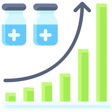 Grafik simgesi artırılıyor, Aşı Geliştirme İlgili vektör çizimi