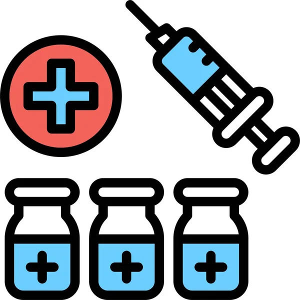 Impfflasche Mit Spritzen Symbol Vaccine Development Related Veector Illustration — Stockvektor