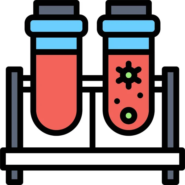 Icona Della Provetta Illustrazione Vettoriale Relativa Allo Sviluppo Del Vaccino — Vettoriale Stock