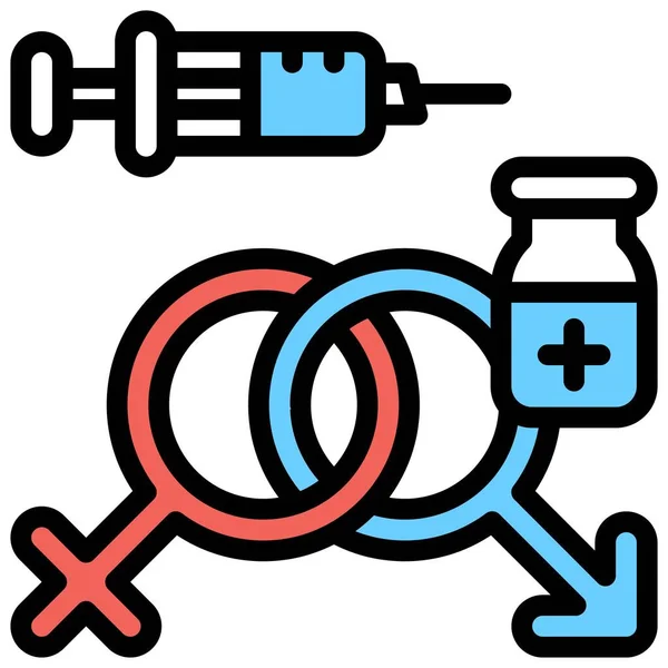 Gender Zeichen Und Impfstoff Symbol Vektor Illustration Zur Impfstoffentwicklung — Stockvektor
