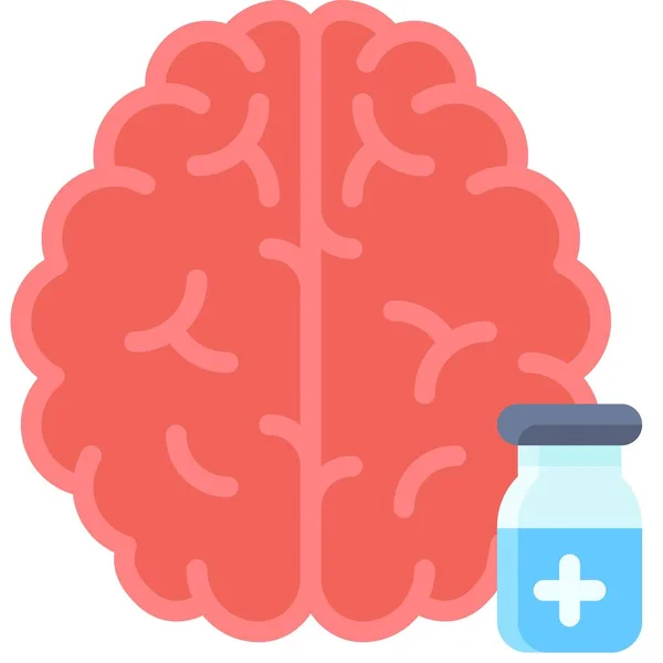 Icono Del Cerebro Vacuna Ilustración Del Vector Relacionada Con Desarrollo — Vector de stock