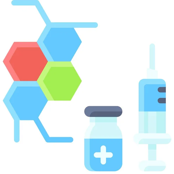 Molekulare Struktur Und Impfstoffsymbol Vakzine Development Related Veector Illustration — Stockvektor