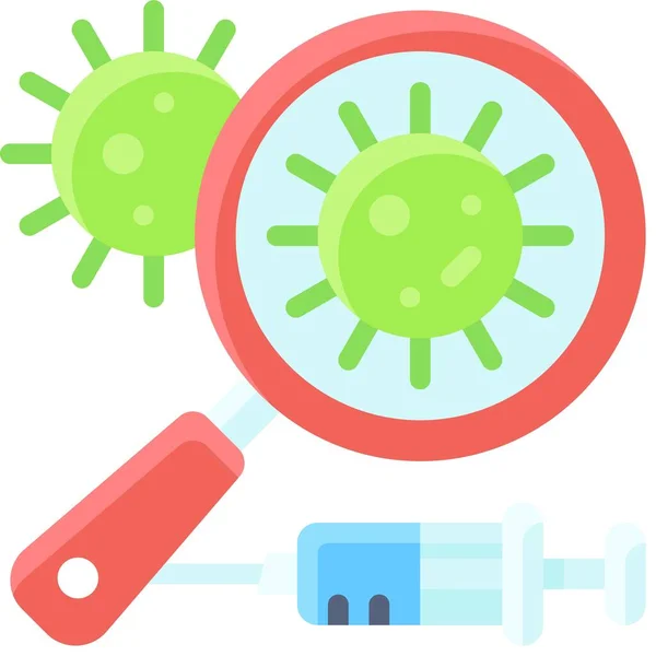 Magnifying Glass Virus Icon Vaccine Development Related Vector Illustration — Stock Vector