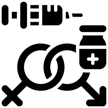 Cinsiyet işareti ve aşı simgesi, Aşı Geliştirme İlgili vektör çizimi