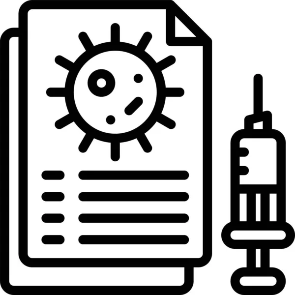 Ícone Documento Vírus Vacina Ilustração Vetorial Relacionada Desenvolvimento Vacina — Vetor de Stock