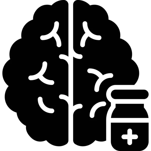 Icono Del Cerebro Vacuna Ilustración Del Vector Relacionada Con Desarrollo — Archivo Imágenes Vectoriales