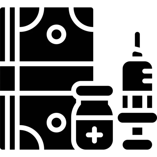 Banknotenbündel Und Impfstoff Symbol Vektor Illustration Zur Impfstoffentwicklung — Stockvektor