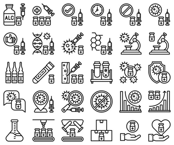 疫苗开发相关图标集2 线型矢量插图 — 图库矢量图片