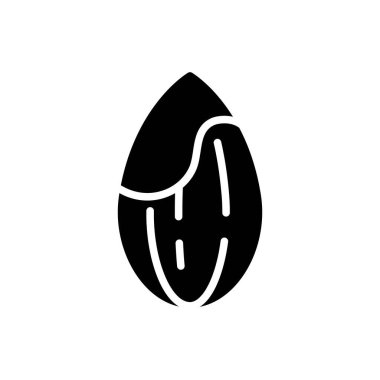 Kernel Siluet Vektör İllüstrasyonlu Soyulmuş Badem Cevizi