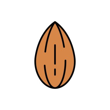 Beyaz Arkaplanda Kahverengi Badem Tohumu Basit Düz Vektör İlülasyonu