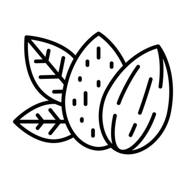 Kabuklu ve Kabuksuz Badem Fındıkları Taslak Simgesi Gösterimi