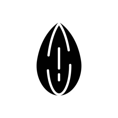 Beyaz Arkaplanda Tüm Badem Tohumu 'nun Basit Siyah Vektör İlülasyonu