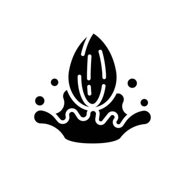 Badem Fındık Sıçratma Silueti Simge Vektör İllüstrasyonu