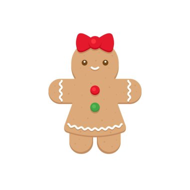 Kırmızı Fiyonklu Zencefilli Kız ve Renkli Düğmeler Vektör İllüstrasyonu