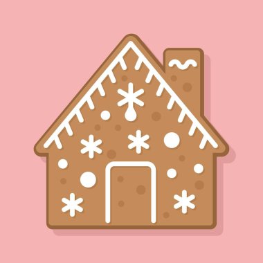 Zencefilli Chalet Kurabiyesi ve Kar Tanesi Buzlu Tasarım Vektörü İllüstrasyonu