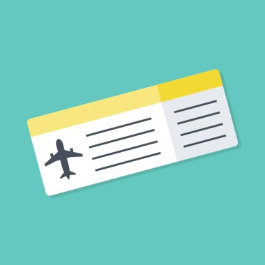 Uçak Uçağı Simgesi Düz Vektör İllüstrasyonlu Uçuş Kartı