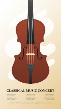Classical Music Concert Poster Template With Centered Violin On Light Background Vector Illustration