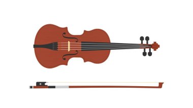 Yatay Keman ve Yaylı Resim Beyaz Arkaplan Temiz Vektör Biçiminde İzole Edildi
