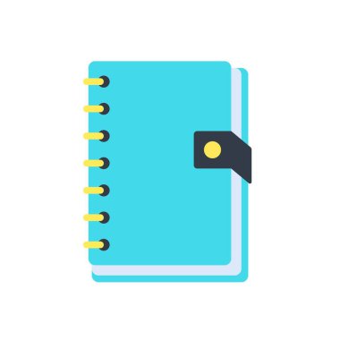 Halka Bağlı Not Defteri Düz Simge Vektör İllüstrasyonu