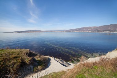 Bay deniz kıyısında görünümünden