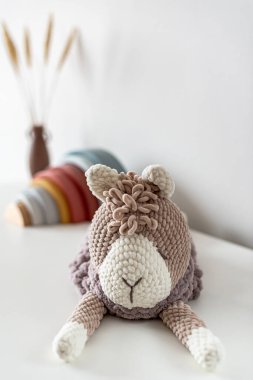 El yapımı pijama çantası İlk bebek oyuncağı lama, uyku giysisi organizatörü