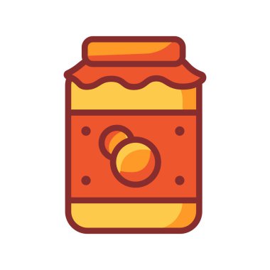 Reçel kavanozunun vektör simgesi ya da beyaz arka planda komposto. Sonbahar.