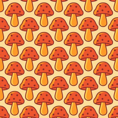 Mantarlı vektörsüz desen. Sonbahar baskısı.