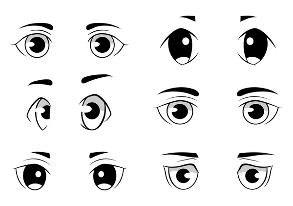 Conjunto de anime estilo olhos isolados no fundo branco —  Vetores de Stock