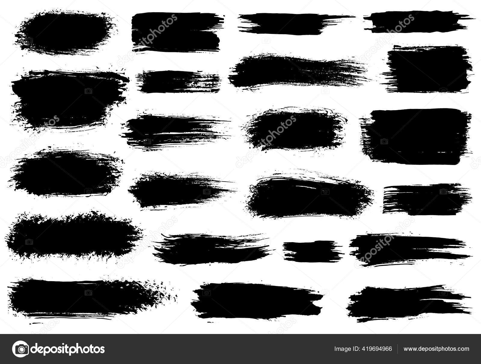 Grunge spot. Abstract the trace of the ink. A smear of black paint with a  dry brush Stock Vector
