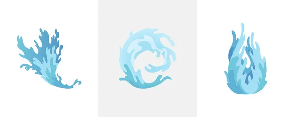 Un goccio d'acqua. Onde d'acqua blu impostato, ondulato liquido simboli della natura in movimento. Elementi di progettazione vettoriale isolati — Vettoriale Stock