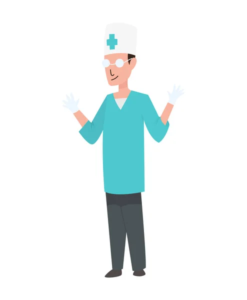 Character doctor profession. Men worker occupation in the uniform. Isolated vector illustration in cartoon style — Stock Vector