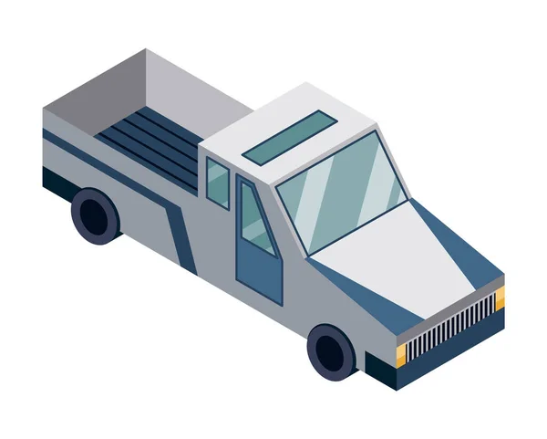 Isometric logistik. Transportasi isometrik elemen dengan truk kosong. Kendaraan yang dirancang untuk membawa sejumlah besar barang - Stok Vektor
