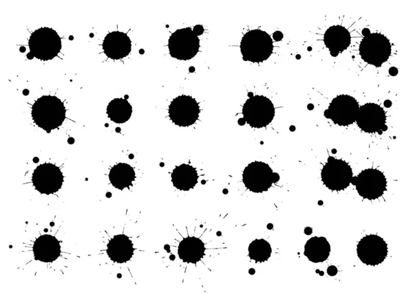 Kreative isolierte Pinselstriche. Tusche wischt abstrakte Formflecken mit Textur. Grunge-Design-Elemente. Sammlung verschiedener Tropfen — Stockvektor