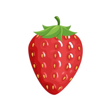 Renkli meyve. Çilek ikonu. Vektör illüstrasyon böğürtlen ve meyve düz çizgi film tarzında, beyaz üzerinde izole. Sağlıklı yaşam tarzı ya da vejetaryen gıda konsepti