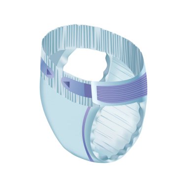 Bebek emme bezi, beyaz arka planda izole edilmiş. Rahatlatıcı katmanlı idrarını tutamama bezleri yeni doğan çocuklar için. Vektör gerçekçi şablon