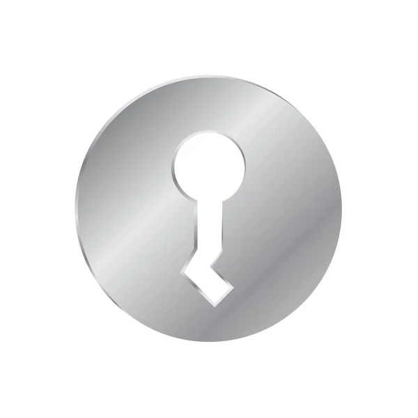 Metal door lock. Gray round lock. House interior element. Vector sign — Stock Vector