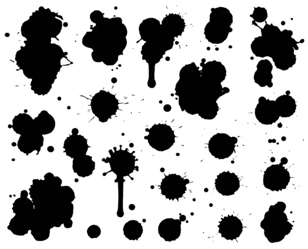창의적으로 고립 된 페인트 브 러쉬 스팟. 잉크는 질감으로 지어 진 추상적 인 모양 얼룩을 문지르죠. 디자인 요소를 끄집어 내 세요. 여러 방울을 수집하는 모습 — 스톡 벡터