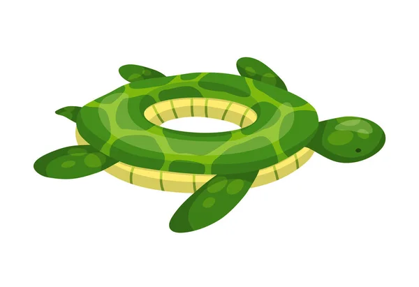 Anillo de natación inflable. Anillo de vida en la piscina para las vacaciones de verano. Dibujos animados de goma flotante salvavidas en forma de lindo animal. Anillo flotante tortuga divertida — Vector de stock