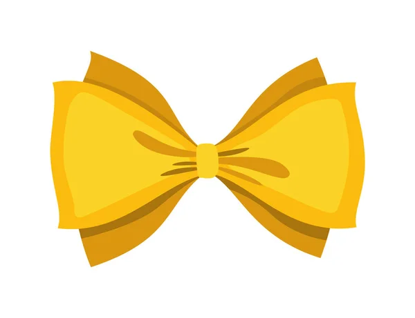 Arcul de aur. Desene animate vector galben element de design de lux de ambalaj folie. Arc de satin cu panglică izolată pe fundal alb — Vector de stoc