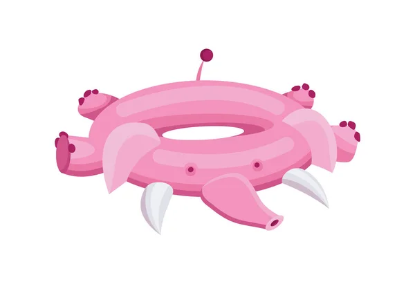 Opblaasbare zwemring. Levensring in zwembad voor zomervakantie. Cartoon rubber drijvende levensredder in de vorm van schattig dier. Grappig roze olifant drijvende ring — Stockvector