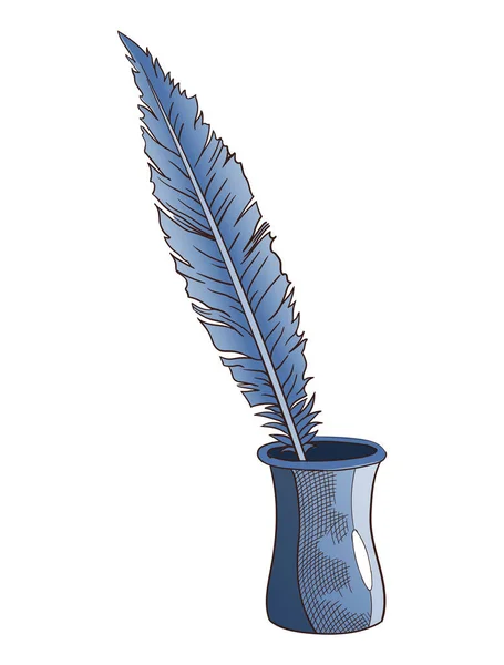 Stylo plume antique icône vectorielle isolée pour l'éducation et la littérature thèmes conception, symboles de papeterie rétro ou antique pour le travail de poésie — Image vectorielle