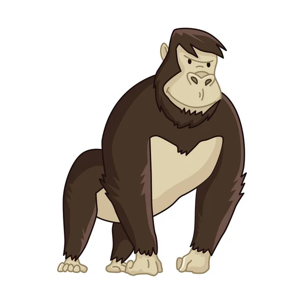 Симпатичная смешная красочная иллюстрация к мультфильму. Векторный маленький шимпанзе. Персонаж дикой природы. Большая обезьяна — стоковый вектор